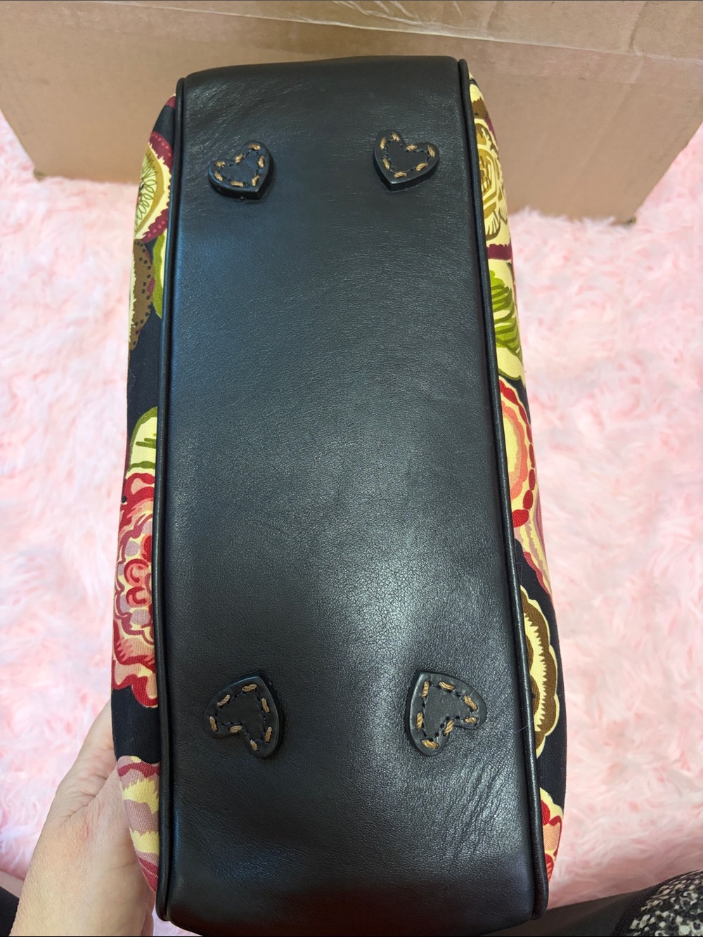 Brighton Floral Shoulder Bag in Black, Pink and Green - Picture 6 of 12
